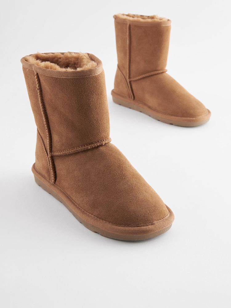 Tan Brown Tall Warm Lined Water Repellent Suede Pull-On Boots - Image 1 of 10