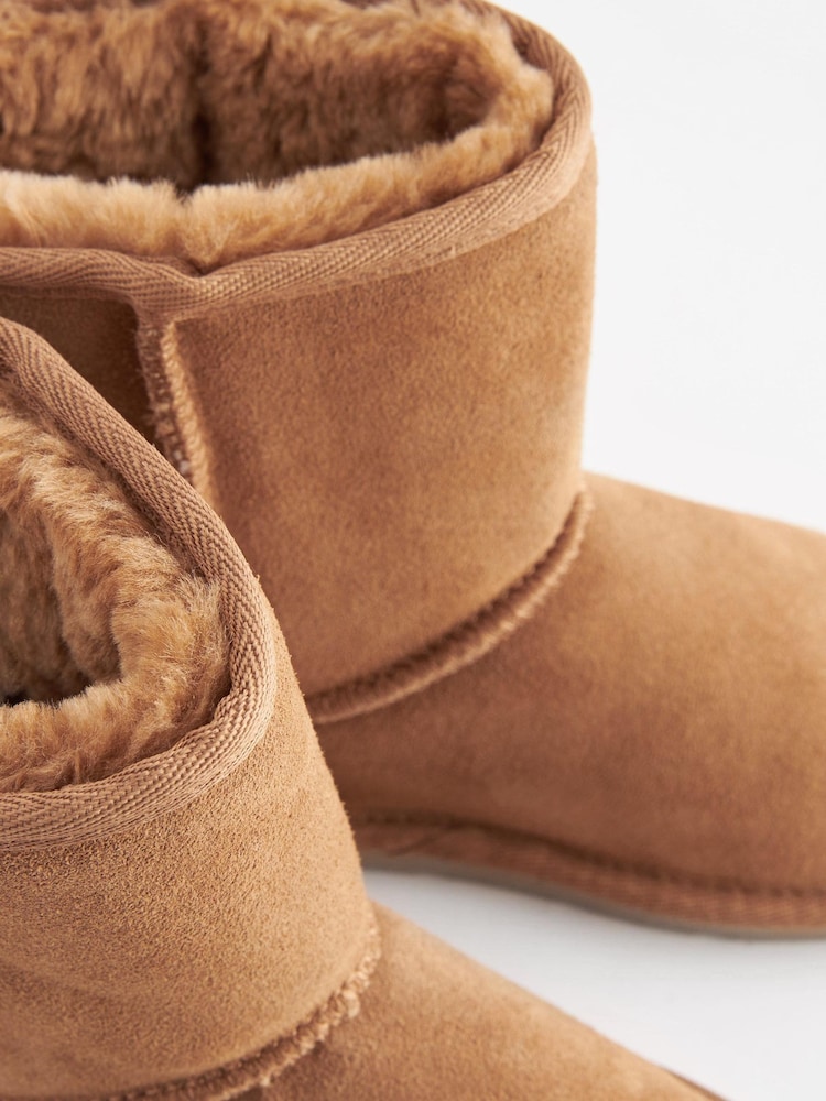 Tan Brown Tall Warm Lined Water Repellent Suede Pull-On Boots - Image 10 of 10