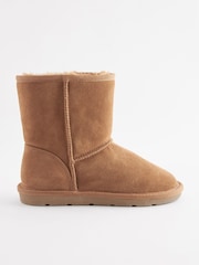 Tan Brown Tall Warm Lined Water Repellent Suede Pull-On Boots - Image 6 of 10