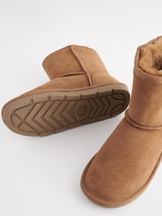 Tan Brown Tall Warm Lined Water Repellent Suede Pull-On Boots - Image 9 of 10