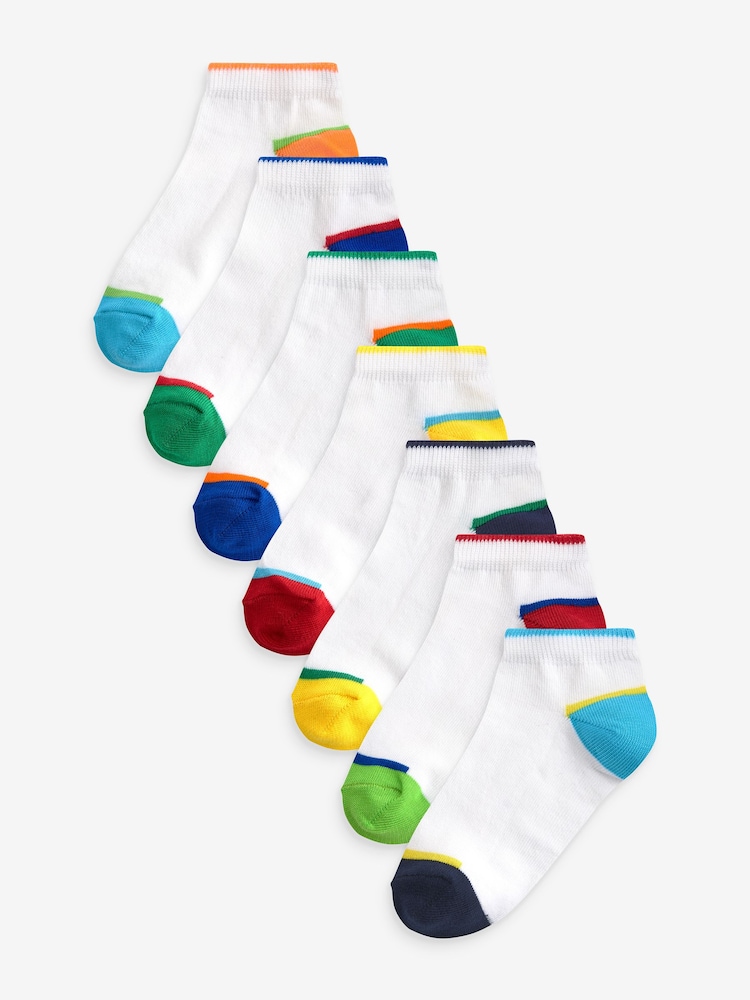 Bright Colourblock Cotton Rich Trainer Socks 7 Pack - Image 1 of 1