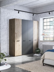 Wiemann Oak Jenson Wood and Matt Semi Fitted 4 Door Wardrobe - Image 1 of 2