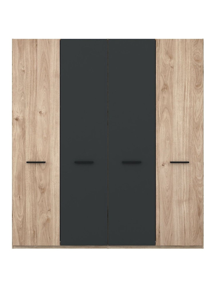 Wiemann Oak Jenson Wood and Matt Semi Fitted 4 Door Wardrobe - Image 2 of 2