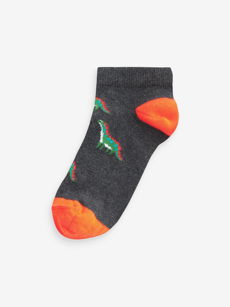 Bright Dinosaurs Cotton Rich Trainer Socks 7 Pack - Image 2 of 8