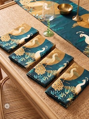 Joe Browns Blue Gilded Peacocks Pack Of 4 Napkins - Image 1 of 4
