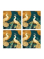 Joe Browns Blue Gilded Peacocks Pack Of 4 Napkins - Image 2 of 4