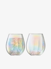 LSA International Set of 2 Mother of Pearl Tumbler Glasses rim. - Image 1 of 3