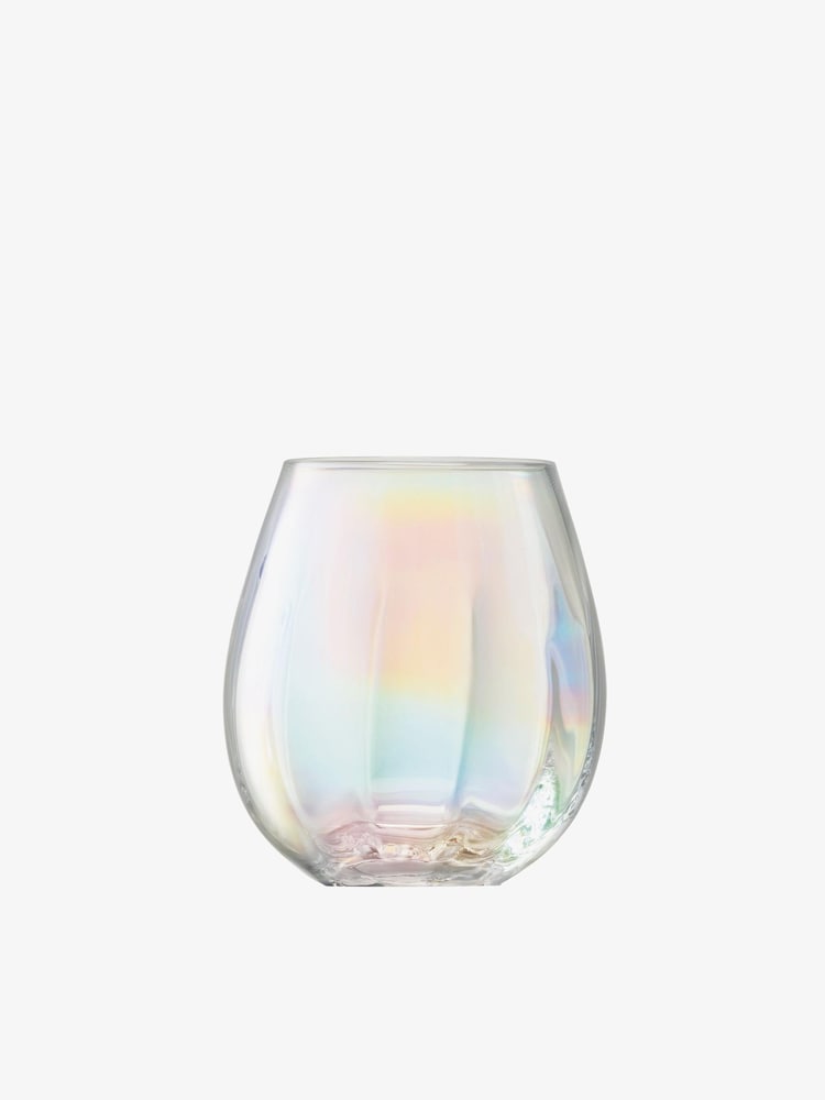 LSA International Set of 2 Mother of Pearl Tumbler Glasses rim. - Image 2 of 3