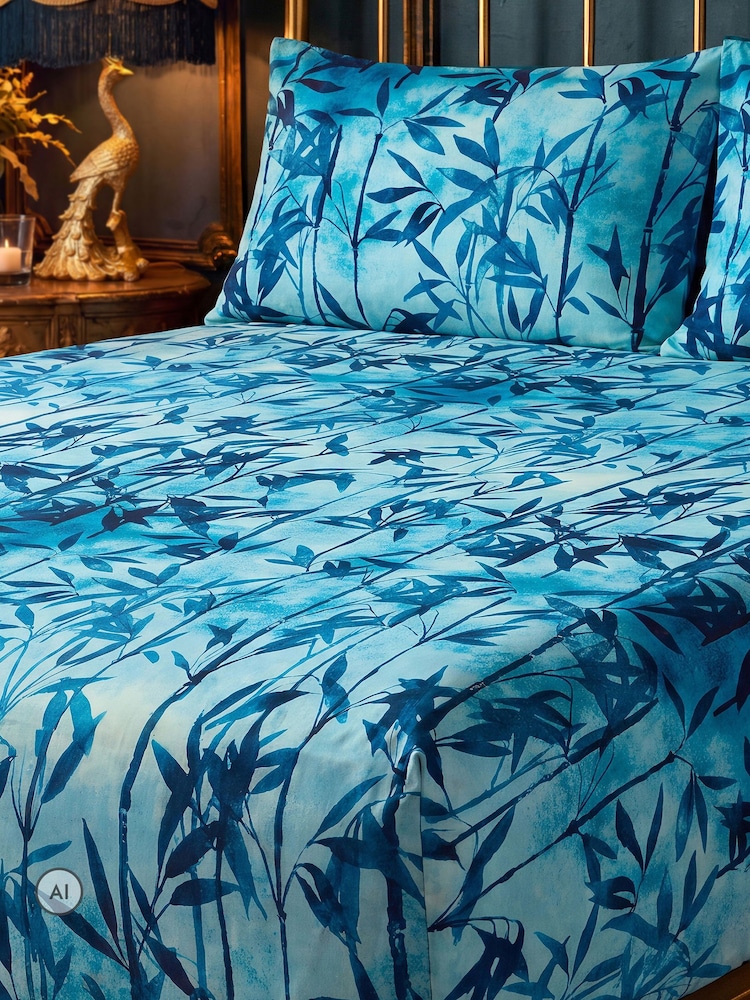 Joe Browns Blue Bamboo Shadows Cotton Sateen Matching Pillowcase - Image 1 of 1