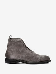 AllSaints Grey Harland Lace-Up Suede Boots - Image 1 of 6