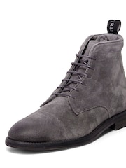 AllSaints Grey Harland Lace-Up Suede Boots - Image 2 of 6
