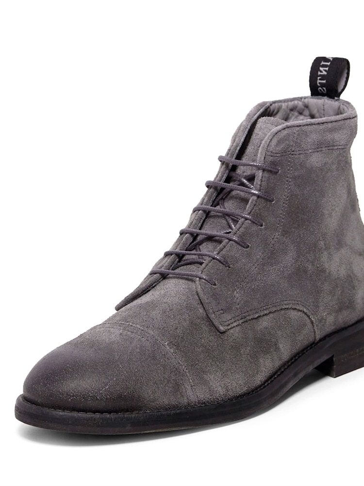 AllSaints Grey Harland Lace-Up Suede Boots - Image 2 of 6