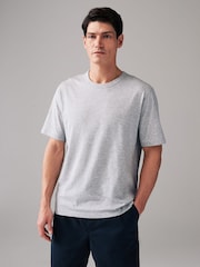 Grey Marl Short Sleeve Basic Crew Neck Regular Fit T-Shirt - Image 3 of 7