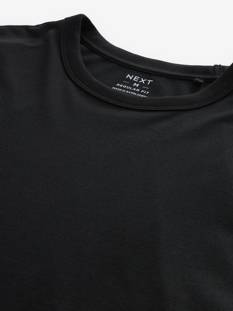 Noir - Manches courtes - Basic Crew Neck Regular Fit T-Shirt - Image 6 of 7