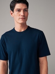 Navy Blue Short Sleeve Basic Crew Neck Regular Fit T-Shirt - Image 1 of 7