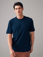 Navy Blue Short Sleeve Basic Crew Neck Regular Fit T-Shirt - Image 3 of 7