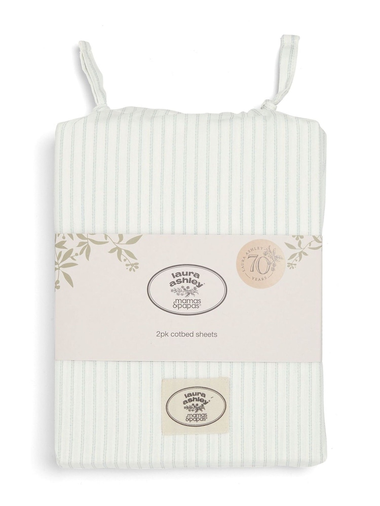 Mamas & Papas x Laura Ashley 2 Pack Stripe 100% Cotton Gingham Fitted Cot Bed Sheets - Image 2 of 4