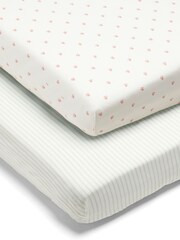 Mamas & Papas x Laura Ashley 2 Pack Stripe 100% Cotton Gingham Fitted Cot Bed Sheets - Image 3 of 4