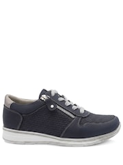 Navy Blå - Pavers Bred passform Casual Sneakers med Dragkedja och Spets - Bild 2 av 6