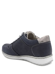 Navy Blå - Pavers Bred passform Casual Sneakers med Dragkedja och Spets - Bild 4 av 6