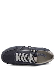 Navy Blå - Pavers Bred passform Casual Sneakers med Dragkedja och Spets - Bild 5 av 6