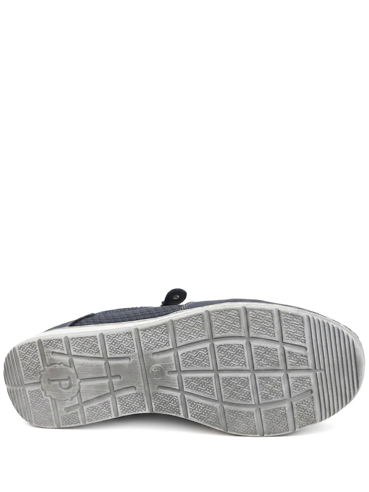 Navy Blå - Pavers Bred passform Casual Sneakers med Dragkedja och Spets - Bild 6 av 6