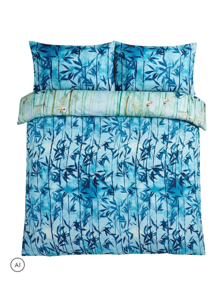 Joe Browns Blue Bamboo Shadows Cotton Sateen Reversible Duvet Set - Image 6 of 6 Joe Browns Blue Bamboo Shadows Cotton Sateen Reversible Duvet Set - Image 6 of 6