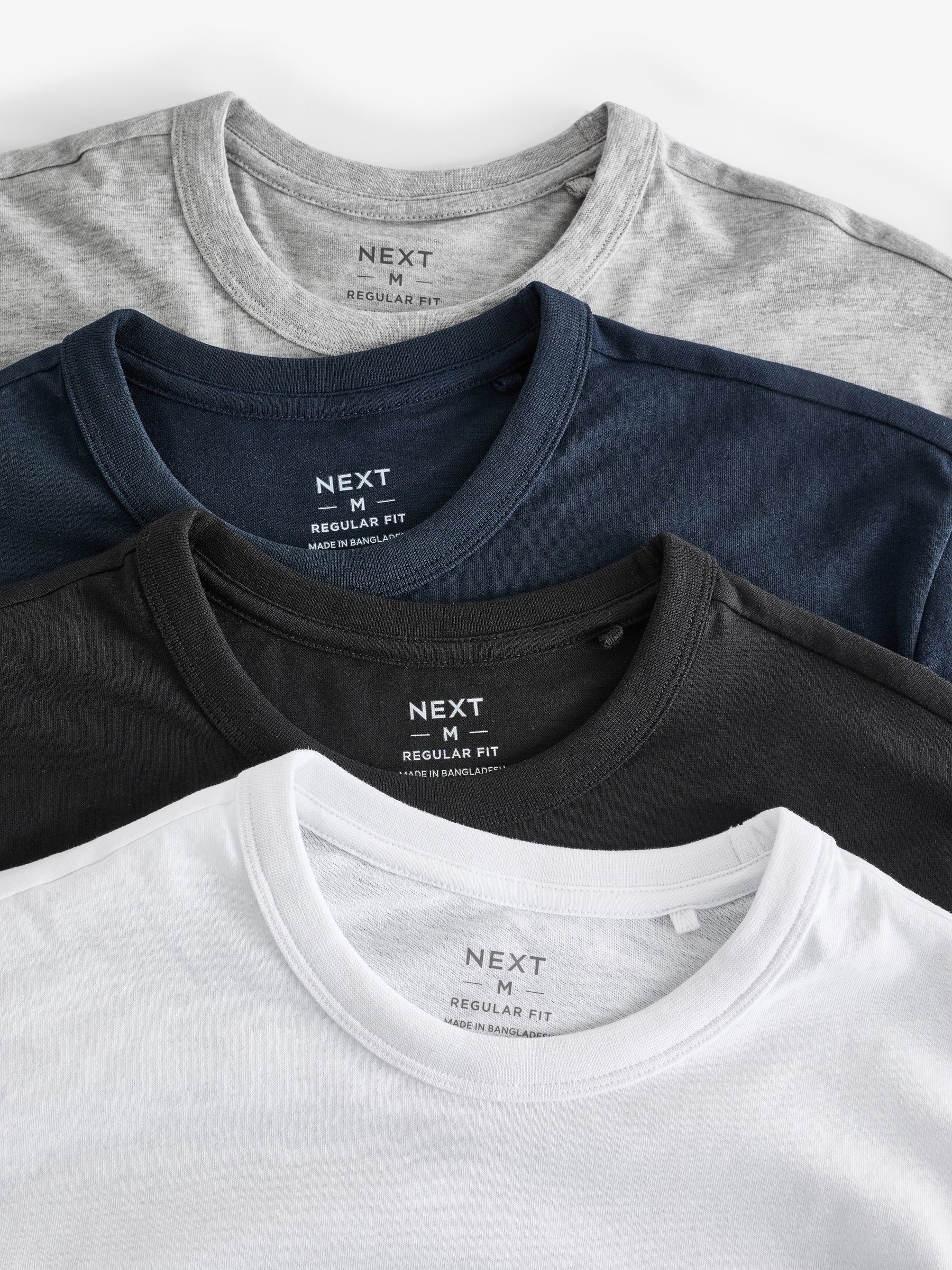 Buy Black/White/Navy/Grey Marl Basic Crew Neck T-Shirts 4 Pack