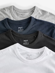 Schwarz/Weiß/Marine/Grau meliert - Basic T-Shirts mit Rundhalsausschnitt 4er-Pack - Image 12 of 13