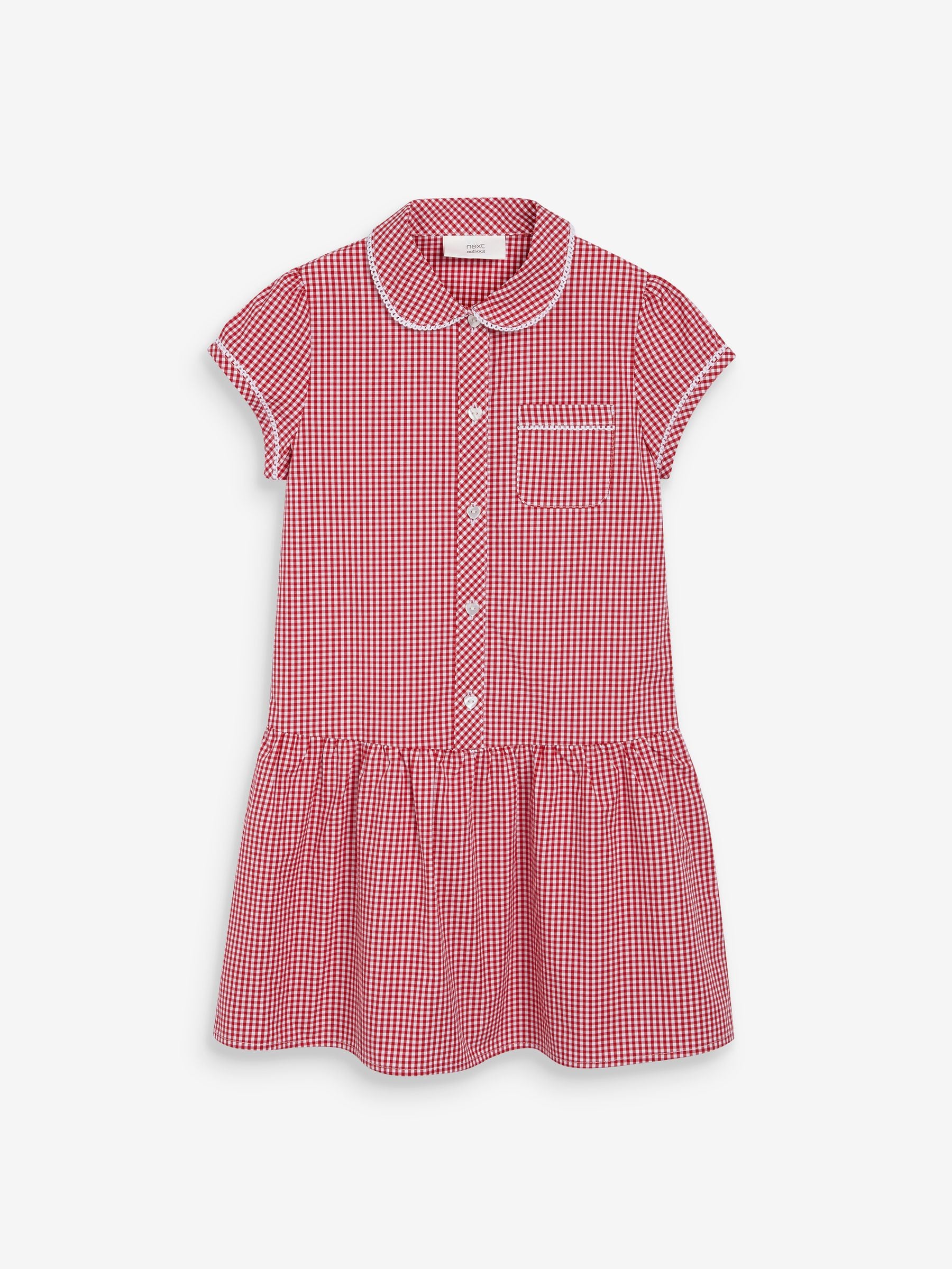 Red and white check school dress cheap