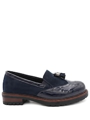 Pavers Blue Wide Fit Heeled Moccasins - Image 2 of 6