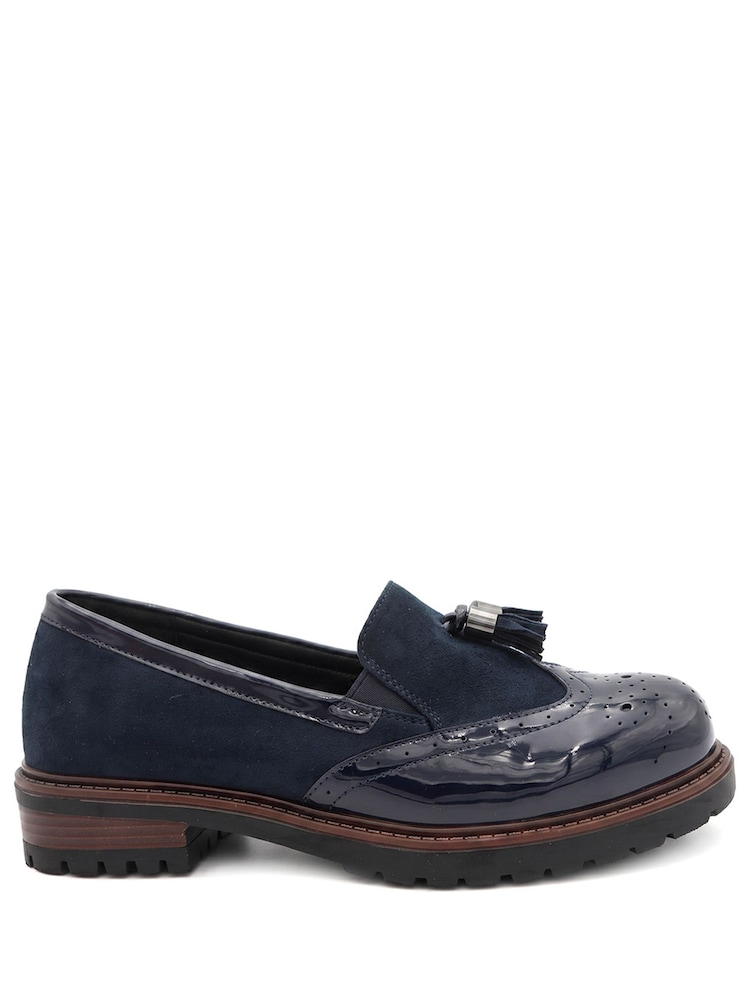 Pavers Blue Wide Fit Heeled Moccasins - Image 2 of 6 Pavers Blue Wide Fit Heeled Moccasins - Image 2 of 6