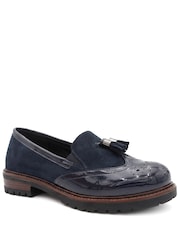 Pavers Blue Wide Fit Heeled Moccasins - Image 3 of 6