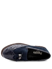 Pavers Blue Wide Fit Heeled Moccasins - Image 6 of 6