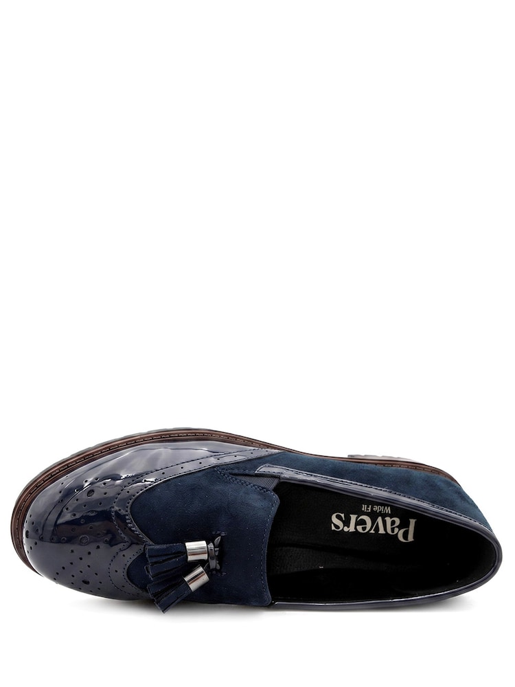 Pavers Blue Wide Fit Heeled Moccasins - Image 6 of 6 Pavers Blue Wide Fit Heeled Moccasins - Image 6 of 6