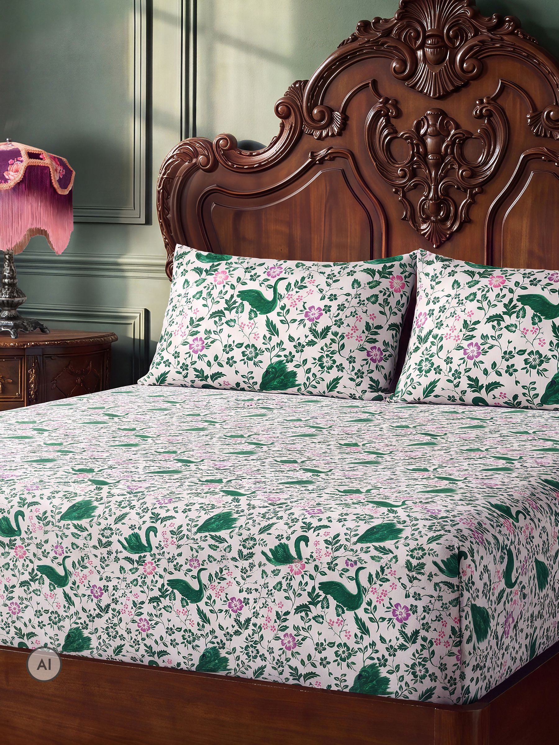 Joe Browns Swan Song Brushed Cotton Matching Bedding in Cream | Size: Super King Fitted - Image 2