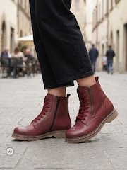 Pavers Red Wide-Fit Leather Zip-Up Boots - Image 1 of 6