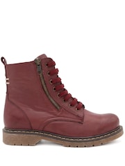 Pavers Red Wide-Fit Leather Zip-Up Boots - Image 2 of 6