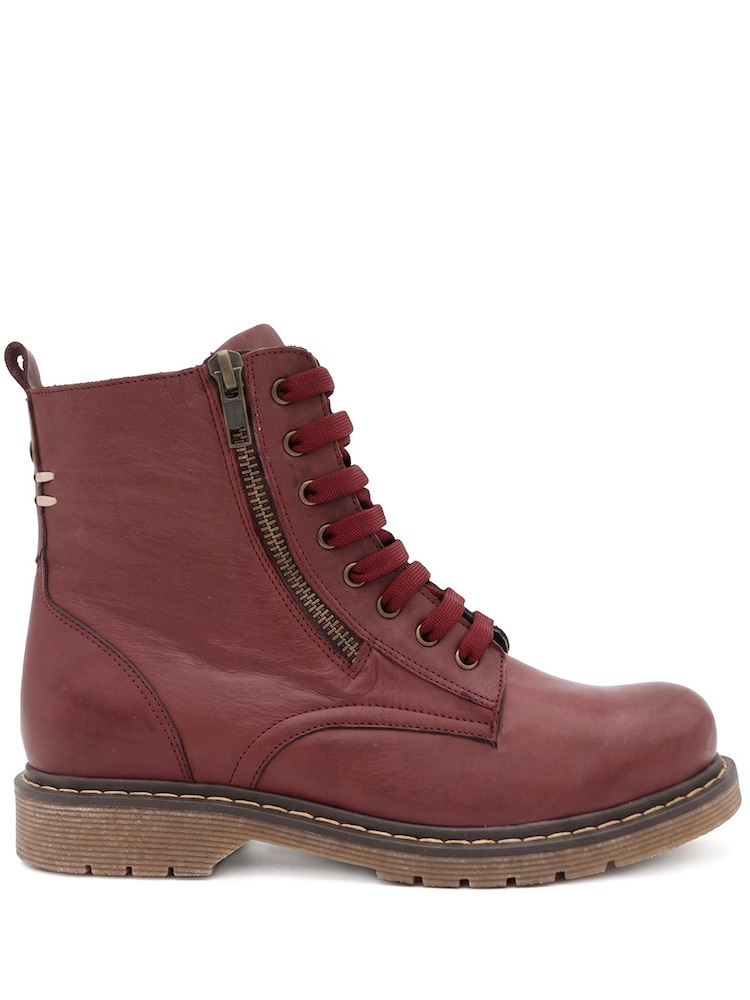 Pavers Red Wide-Fit Leather Zip-Up Boots - Image 2 of 6 Pavers Red Wide-Fit Leather Zip-Up Boots - Image 2 of 6