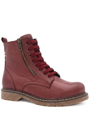 Pavers Red Wide-Fit Leather Zip-Up Boots - Image 3 of 6