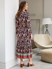 Cotton Traders Blue Jersey Tiered Maxi Dress - Image 3 of 4