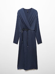 Mango Blue Belt Wrap Dress - Image 5 of 6