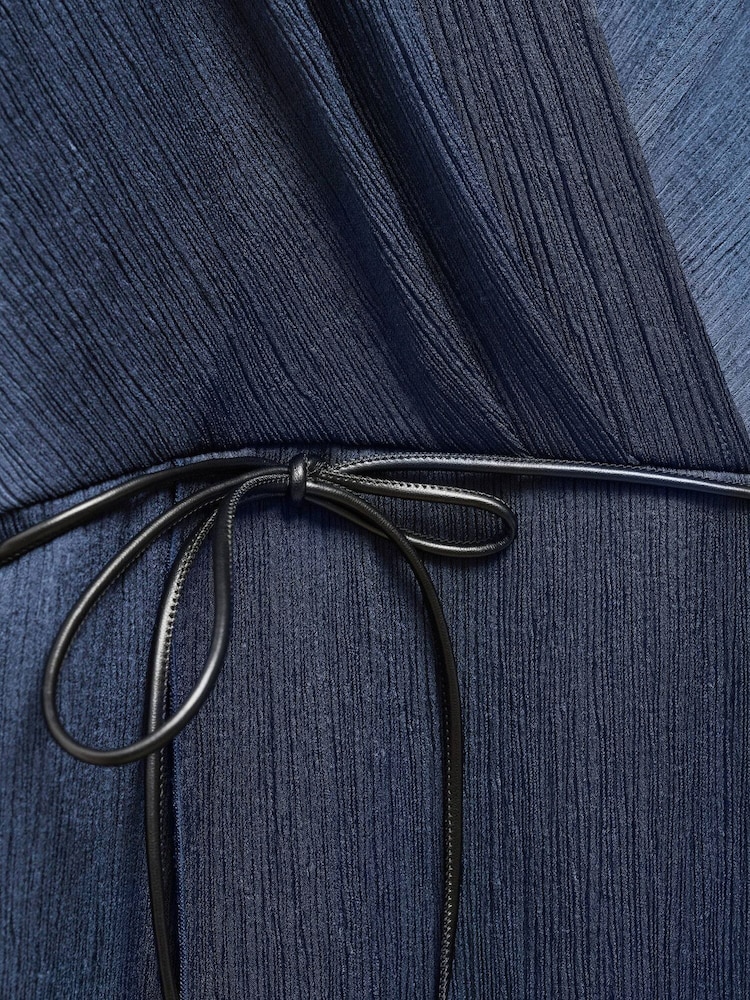 Mango Blue Belt Wrap Dress - Image 6 of 6