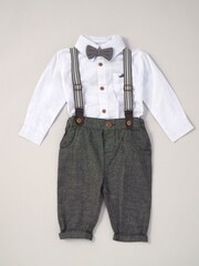 Little Gent Baby Mock Shirt Bodysuit and Braces Cotton Dungarees - Image 1 of 4