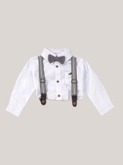 Little Gent Baby Mock Shirt Bodysuit and Braces Cotton Dungarees - Image 2 of 4