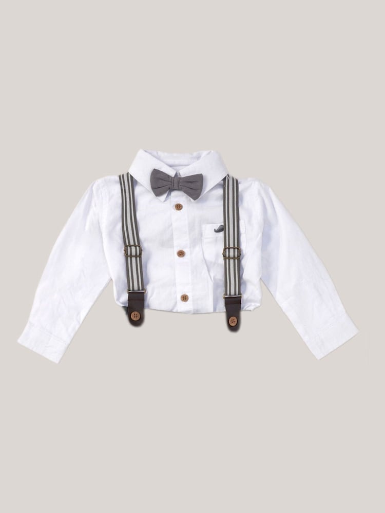 Little Gent Baby Mock Shirt Bodysuit and Braces Cotton Dungarees - Image 2 of 4