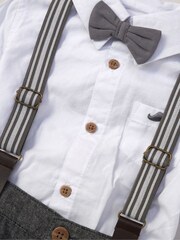 Little Gent Baby Mock Shirt Bodysuit and Braces Cotton Dungarees - Image 4 of 4