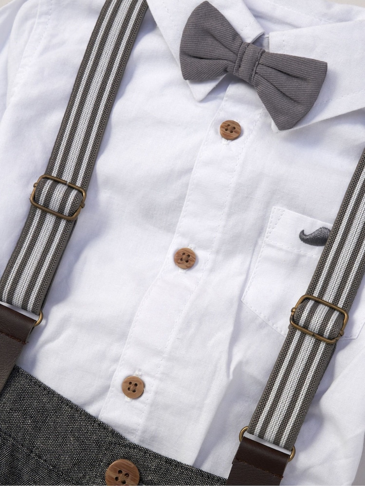 Little Gent Baby Mock Shirt Bodysuit and Braces Cotton Dungarees - Image 4 of 4