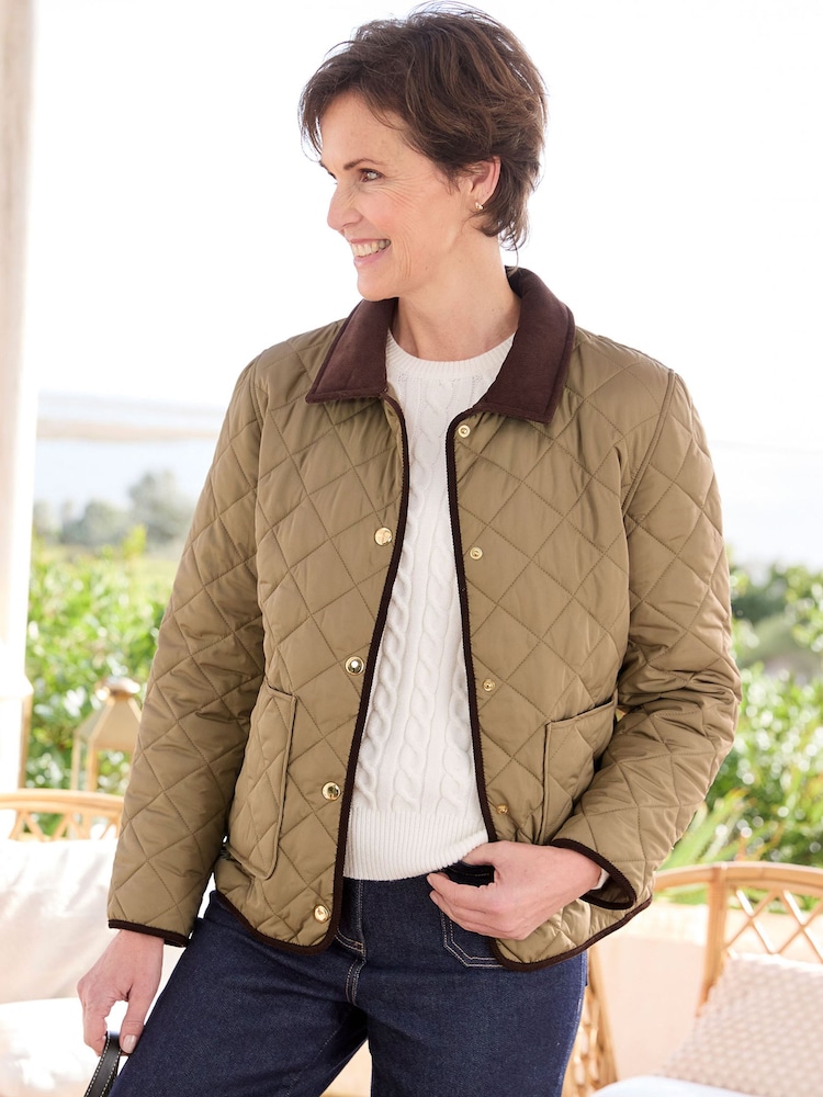 Cotton Traders Brown Showerproof Quilted Jacket - Image 1 of 4 Cotton Traders Brown Showerproof Quilted Jacket - Image 1 of 4