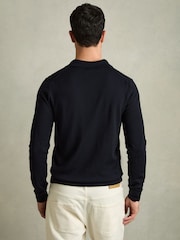 Reiss Navy Trafford Merino Wool Polo Shirt - Image 5 of 8
